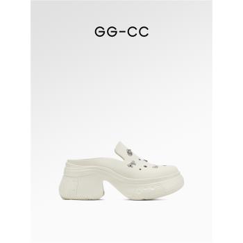 【幸運MAX】GGCC2025夏季潮流厚底洞洞鞋女懶人時尚包頭半拖鞋子