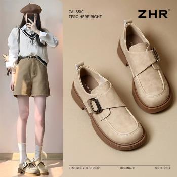 勃肯鞋女2025春新款厚底增高英倫樂福鞋復古小皮鞋一腳蹬通勤單鞋
