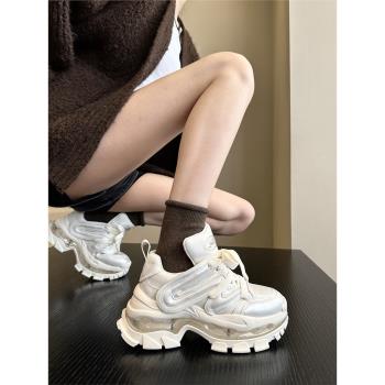 潮酷新風向~歐貨氣墊鞋厚底白色老爹鞋女小眾ins增高休閑鞋運動鞋