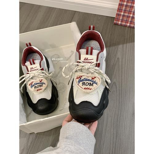 回力紅色丑萌登山鞋2025新款軟底輕便運動鞋百搭厚底增高鞋子女鞋