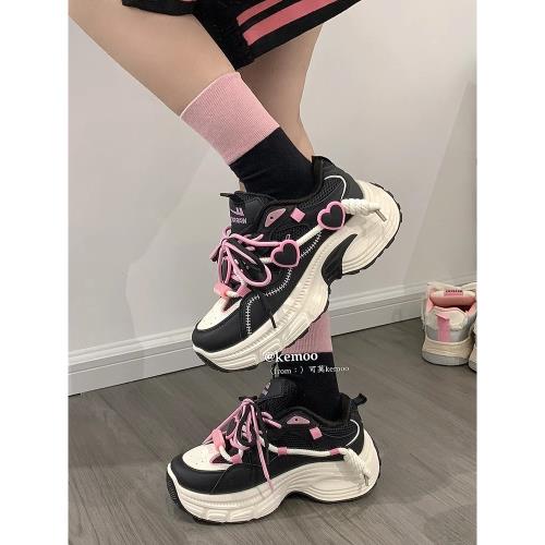 回力黑色厚底增高老爹鞋女款2025新款夏季時尚休閑學生百搭運動鞋