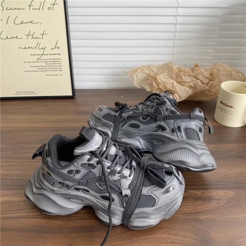 港風復古厚底網面老爹鞋女ins潮2025新款情侶涂鴉百搭休閑運動鞋