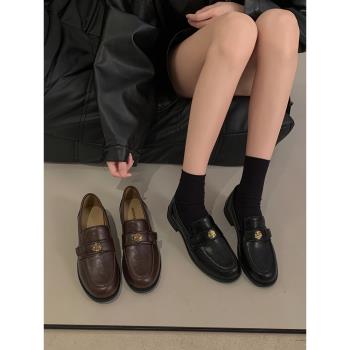 樂福鞋女夏季2025新款增高女鞋厚底鞋子復古英倫風小皮鞋黑色單鞋