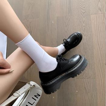 愛格琳1461Quad厚底3孔馬丁靴低幫真皮圓頭鬆糕底英倫風小皮鞋女