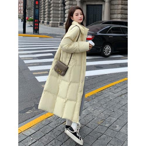 超好看奶黃色女士羽絨服2026冬季新款高級感修身休閑長款過膝輕薄