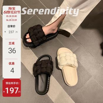 蘇茵茵sheii編織增高厚底拖鞋