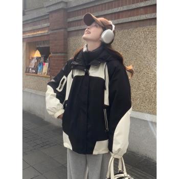 兩件套沖鋒衣羽絨服女冬2024新款美式復古兩件套工裝派克服爆款