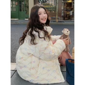 奶fufu提花羽絨服女冬季溫柔風麵包服小個子韓系獨特設計學院風
