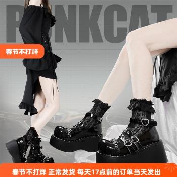 暗夜之心PUNKCAT原創lolita女鞋日系朋克亞文化y2k辣妹厚底松糕鞋