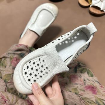 頭層牛皮一腳蹬懶人大碼女鞋