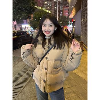2024年新款羽絨棉服女冬季超好看韓系棉衣毛領短款小個子棉襖外套
