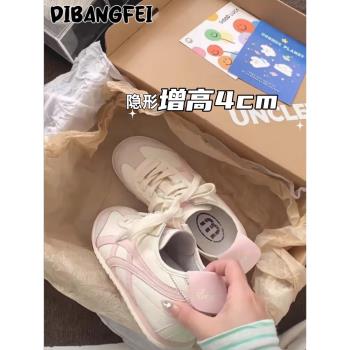 真皮復古厚底內增高休閑德訓鞋