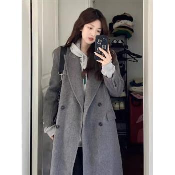 羽絨服女冬季2024新款高階感中長款呢子毛呢外套羽絨內膽大衣加厚