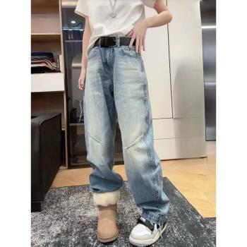 WEISU維速女牛仔褲春季彎刀褲50974高腰懷舊寬松闊腿直筒長褲歐貨