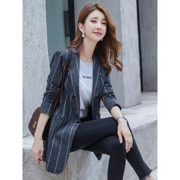 長袖中長款條紋西裝外套女休閑氣質時尚小西服上衣2025新款春秋季