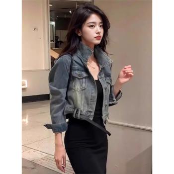 復古bf慵懶風冬季短款牛仔外套