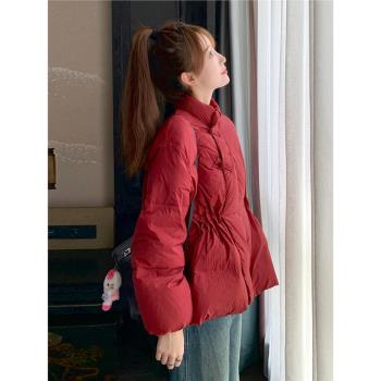 新中式盤扣新年紅色立領羽絨服女冬短款2025蛇年本命年衣服聖誕服