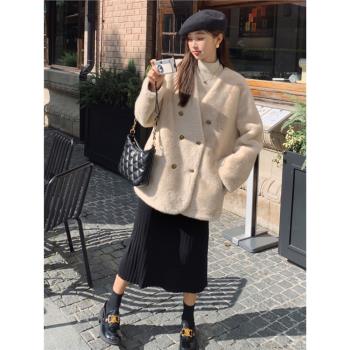 環保皮草水貂毛皮毛一體外套女冬2024新款韓版寬松氣質毛茸茸大衣
