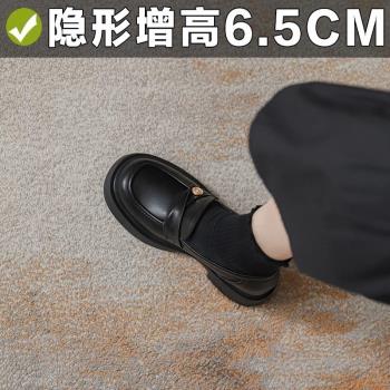 真皮內增高小個子樂福鞋女英倫風厚底職業通勤工作小皮鞋3233小碼