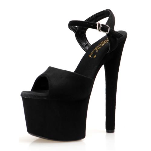 17cm絨面魚嘴恨天高鋼管舞涼鞋高跟鞋防水臺夜店模特走秀20cm大碼