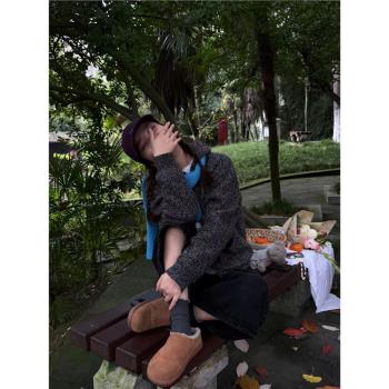 小土豆勃肯鞋雪地靴女款冬季2024新款包頭保暖毛毛半拖一腳蹬棉鞋
