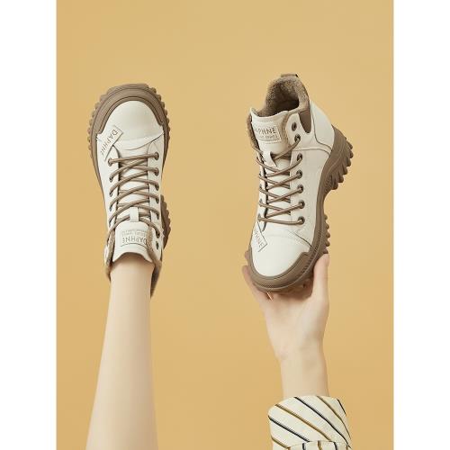 達芙妮真皮休閑秋冬馬丁靴高幫鞋