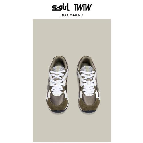 SGIRL TWTW復古撞色系帶圓頭運動鞋女百搭顯瘦阿甘鞋氣質跑步鞋潮