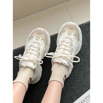 鮀品美拉德老爹鞋女2025新款春季爆款超火百搭休閑厚底運動鞋子女