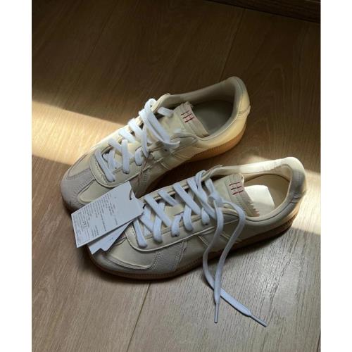 米色運動鞋女款夏季奶油阿甘鞋復古圓頭德訓鞋平底小白鞋休閑板鞋