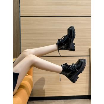 內增高機車女款春秋真皮馬丁靴
