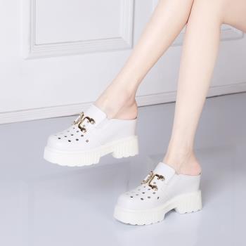 厚底內增高真皮牛皮時尚坡跟女鞋