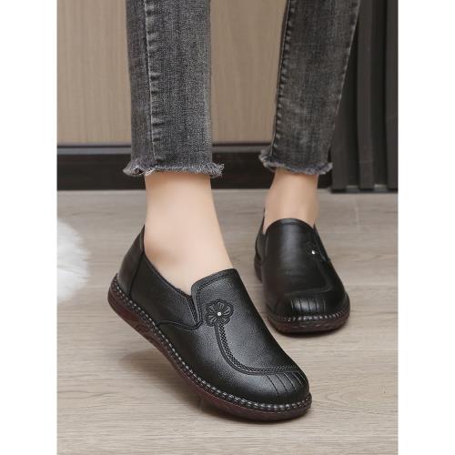 媽媽鞋冬季加絨保暖中老年牛筋底防滑手工奶奶鞋平底舒適老人棉鞋