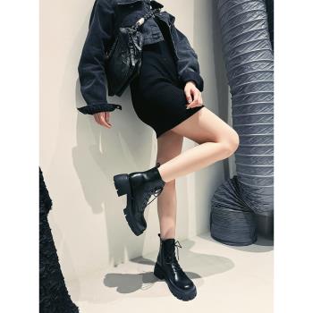 馬丁靴女復古厚底增高真皮馬丁靴