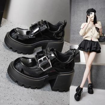 厚底小皮鞋女2024秋季新款真皮百搭英倫風鬆糕休閑瑪麗珍樂福鞋子