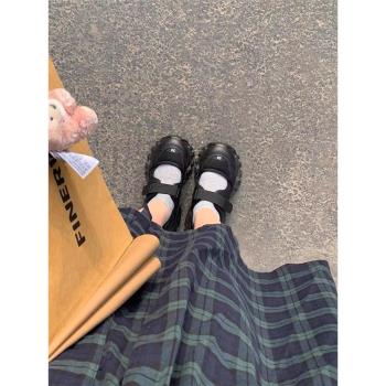 呂主人包頭涼鞋女夏季2024ins日系復古魔術貼厚底休閑老爹運動鞋