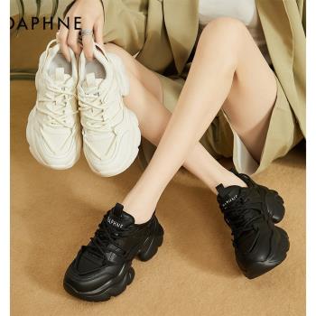 Daphne/達芙妮2025年新款設計感厚底系帶老爹鞋百搭網紅運動女鞋