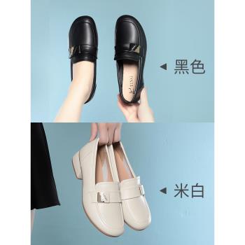 媽媽鞋春秋真皮單鞋2024新款軟底中年女士皮鞋不累腳舒適圓頭皮鞋