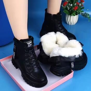 真皮厚底雪地靴女2025新款秋百搭羊毛平底短靴加絨加厚女士棉鞋冬