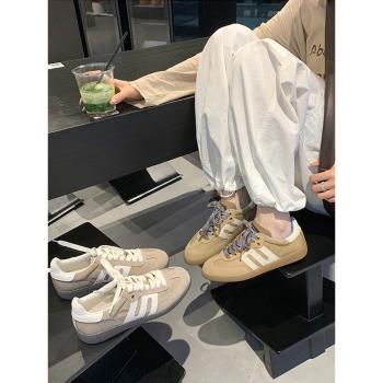 美式小眾新生復古德訓鞋女2024夏季新款時尚圓頭拼色運動休閑板鞋