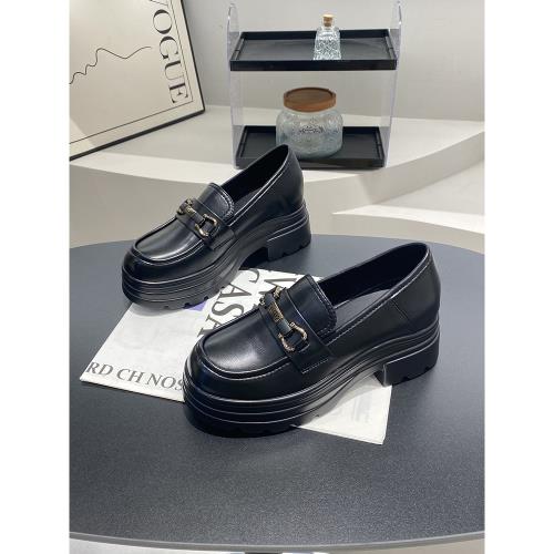 一腳蹬樂福鞋女春秋新款黑色通勤工作鞋羊皮紋小皮鞋英倫風jk單鞋