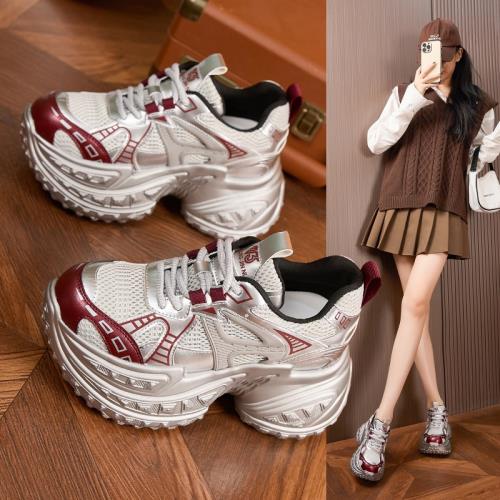 內增高老爹鞋女2025秋季新款真皮百搭爆款厚底小個子休閑運動鞋子