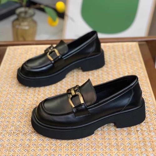 樂福鞋新款真皮樂福鞋女英倫風小皮鞋厚底一腳蹬單鞋百搭jk鞋子