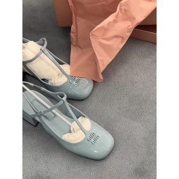 miu包頭涼鞋女2025夏季新款時尚氣質百搭真皮瑪麗珍女鞋粗跟單鞋