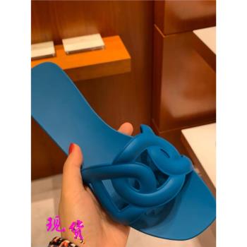 網紅女夏季平底矽膠豬鼻子拖鞋