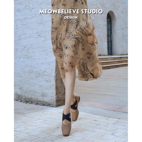 貓不理MEOWBELIEVE芭蕾舞鞋外穿方頭復古瑪麗珍鞋UMA豬鼻子單鞋女
