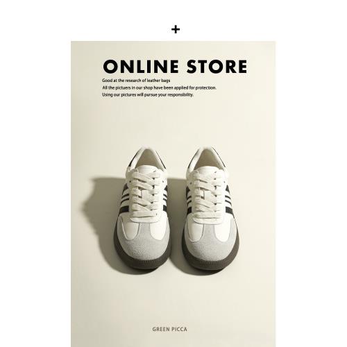 真皮版！2025春款德訓鞋女平底運動休閑鞋內增高復古阿甘鞋小白鞋