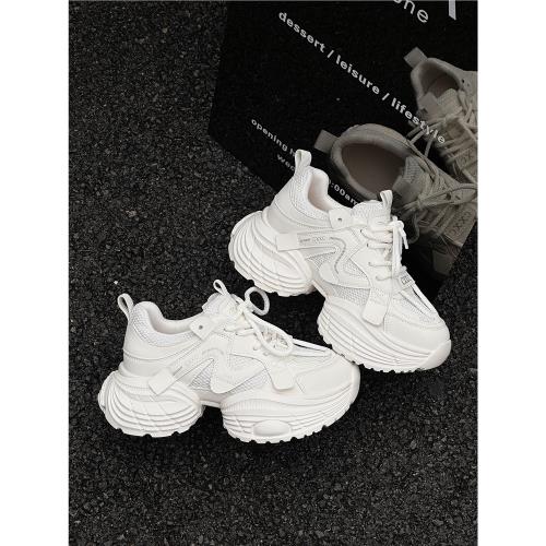 今年流行的鞋子女2026新款爆款增高鞋戶外跑鞋球鞋真皮厚底老爹鞋