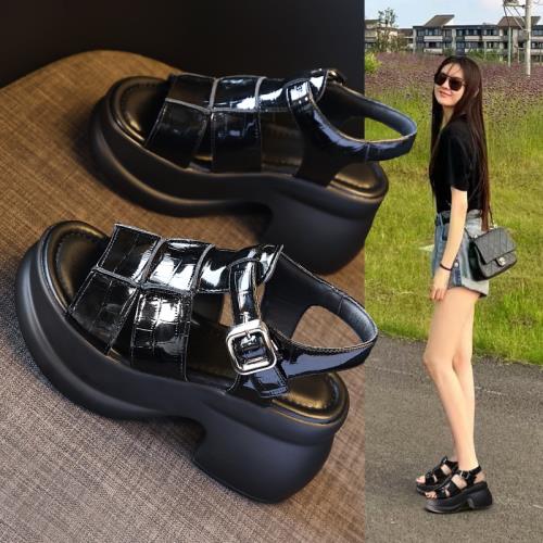 厚底涼鞋女2026夏季新款外穿高跟羅馬鞋百搭時尚小個子增高松糕鞋