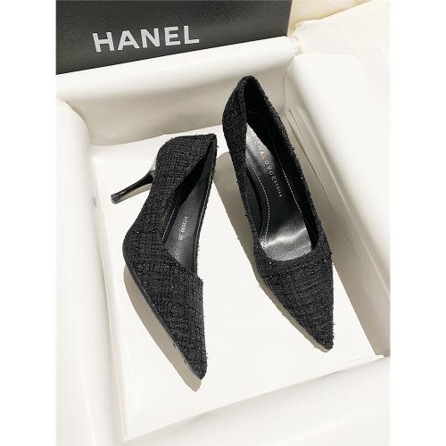 氣質尖頭細跟黑色高跟鞋女款2026年新款高跟通勤軟皮軟底工作單鞋