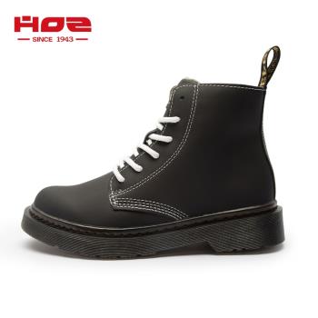 HOZ加絨加厚頭層牛皮ins馬丁靴